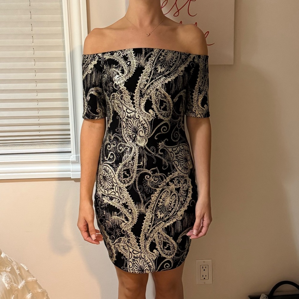 Gorgeous vintage black off the shoulder dress